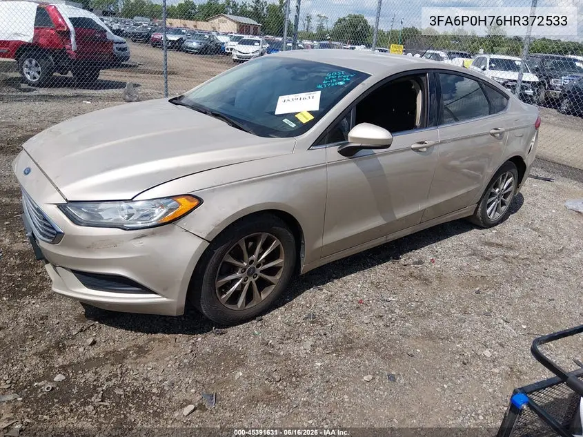 2017 Ford Fusion Se VIN: 3FA6P0H76HR372533 Lot: 45391631