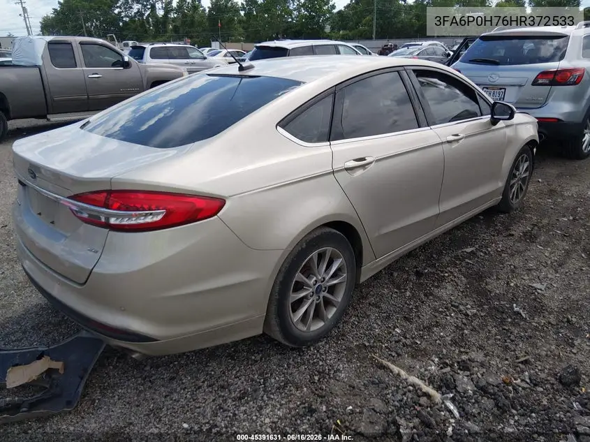 2017 Ford Fusion Se VIN: 3FA6P0H76HR372533 Lot: 45391631