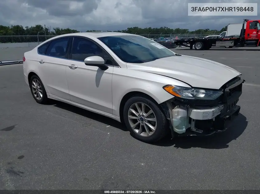 2017 Ford Fusion Se VIN: 3FA6P0H7XHR198448 Lot: 45665334