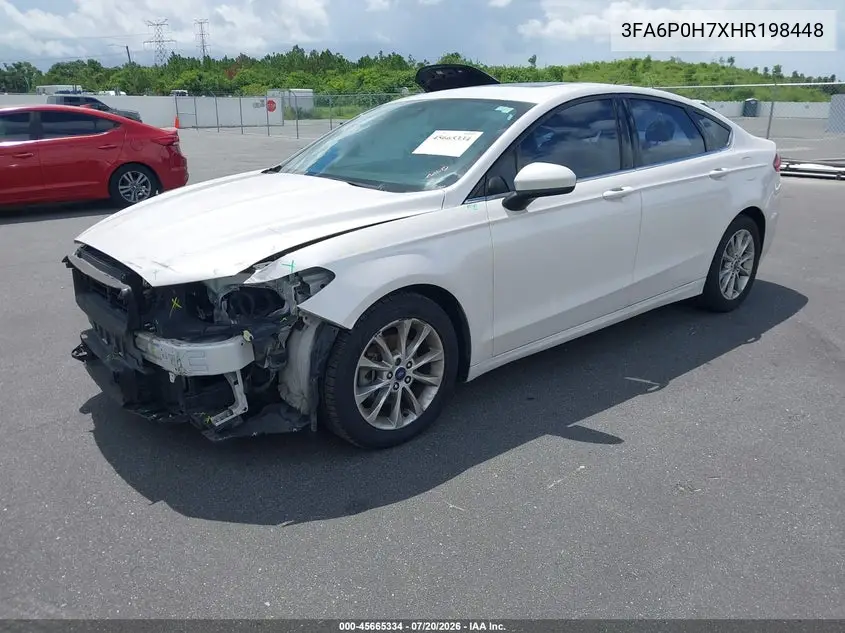 2017 Ford Fusion Se VIN: 3FA6P0H7XHR198448 Lot: 45665334