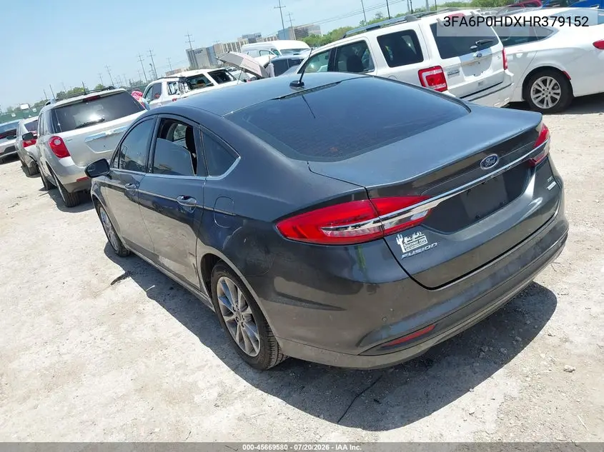 2017 Ford Fusion Se VIN: 3FA6P0HDXHR379152 Lot: 45669580