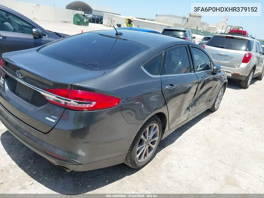 2017 Ford Fusion Se VIN: 3FA6P0HDXHR379152 Lot: 45669580