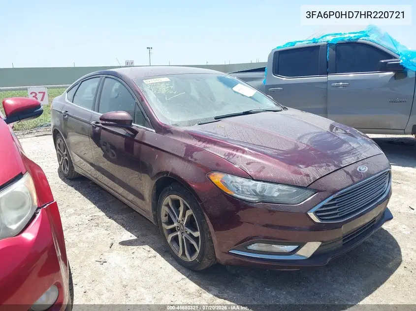 2017 Ford Fusion Se VIN: 3FA6P0HD7HR220721 Lot: 45680321