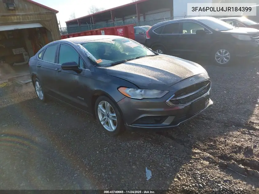 3FA6P0LU4JR184399 2018 Ford Fusion Hybrid Se