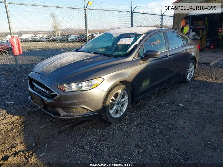 3FA6P0LU4JR184399 2018 Ford Fusion Hybrid Se