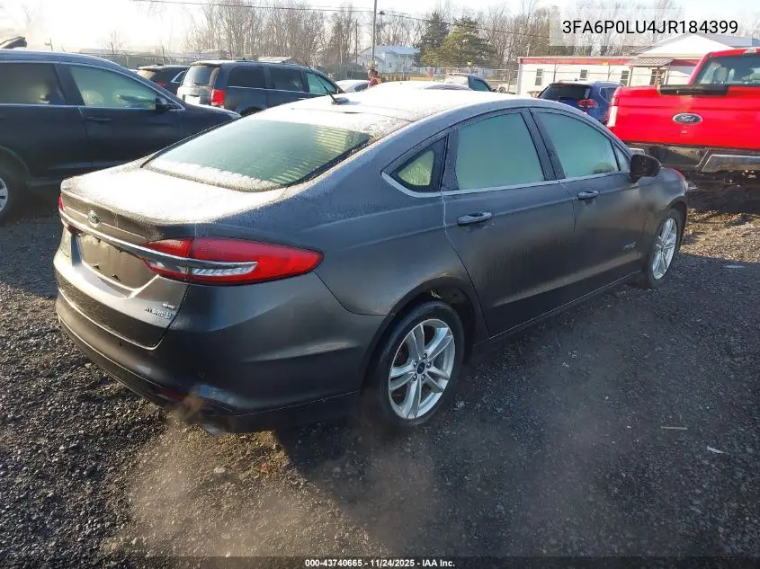 3FA6P0LU4JR184399 2018 Ford Fusion Hybrid Se
