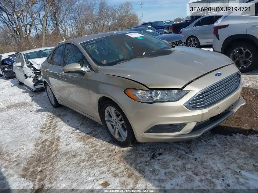 3FA6P0HDXJR194721 2018 Ford Fusion Se