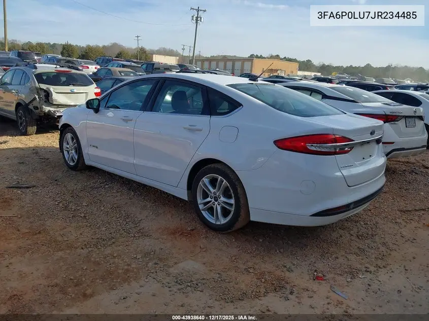 3FA6P0LU7JR234485 2018 Ford Fusion Hybrid Se