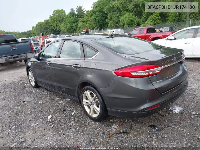 2018 Ford Fusion Se VIN: 3FA6P0HD1JR174180 Lot: 45332528