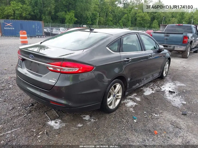 2018 Ford Fusion Se VIN: 3FA6P0HD1JR174180 Lot: 45332528