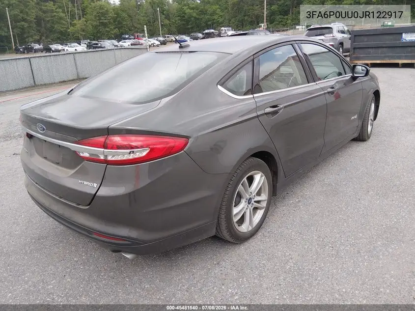 2018 Ford Fusion Hybrid S VIN: 3FA6P0UU0JR122917 Lot: 45481540