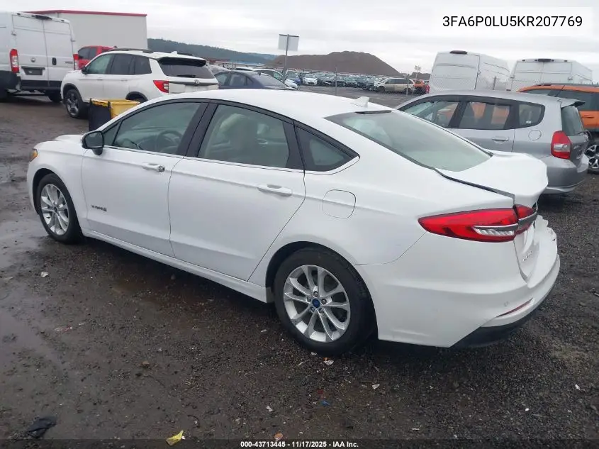3FA6P0LU5KR207769 2019 Ford Fusion Hybrid Se