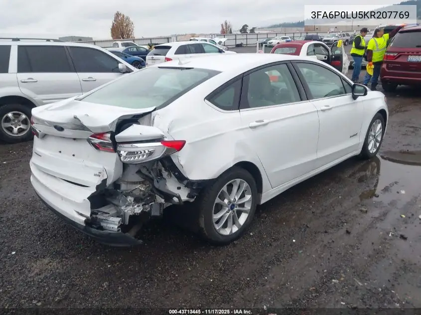 3FA6P0LU5KR207769 2019 Ford Fusion Hybrid Se
