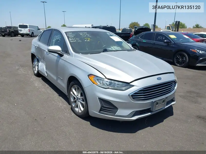 2019 Ford Fusion Hybrid Se VIN: 3FA6P0LU7KR135120 Lot: 45432075