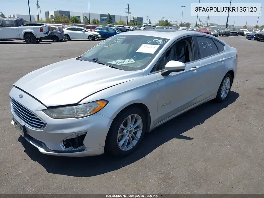 2019 Ford Fusion Hybrid Se VIN: 3FA6P0LU7KR135120 Lot: 45432075