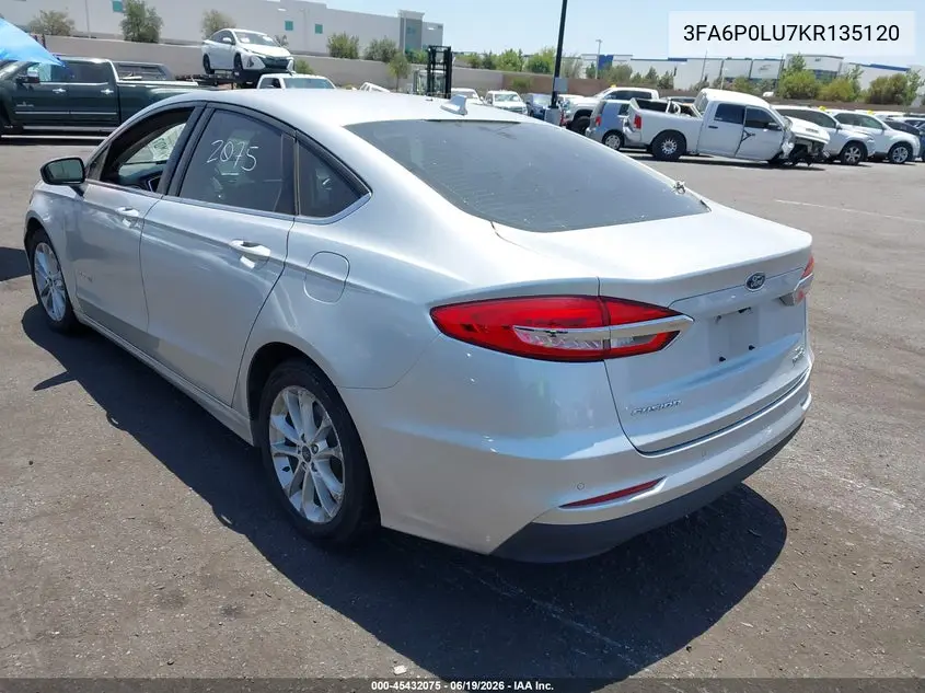 2019 Ford Fusion Hybrid Se VIN: 3FA6P0LU7KR135120 Lot: 45432075