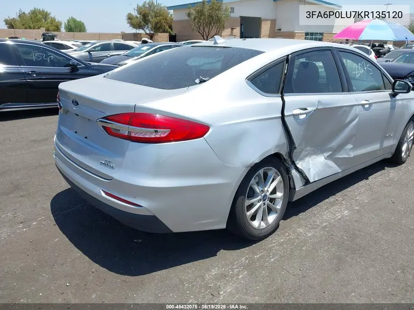 2019 Ford Fusion Hybrid Se VIN: 3FA6P0LU7KR135120 Lot: 45432075