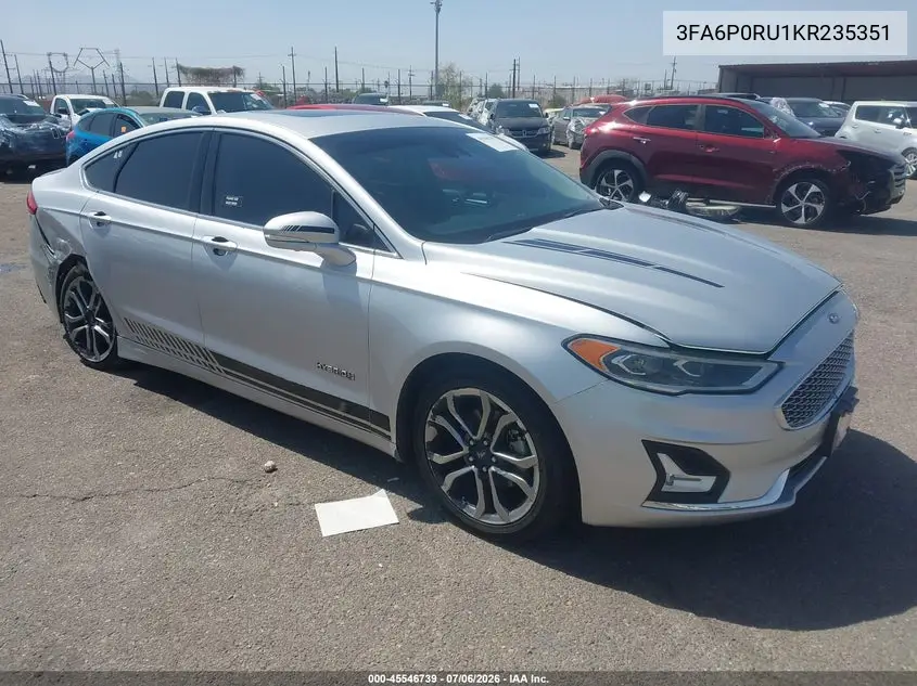 2019 Ford Fusion Hybrid Titanium VIN: 3FA6P0RU1KR235351 Lot: 45546739