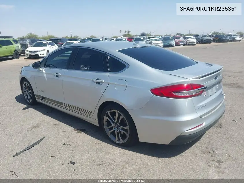 2019 Ford Fusion Hybrid Titanium VIN: 3FA6P0RU1KR235351 Lot: 45546739