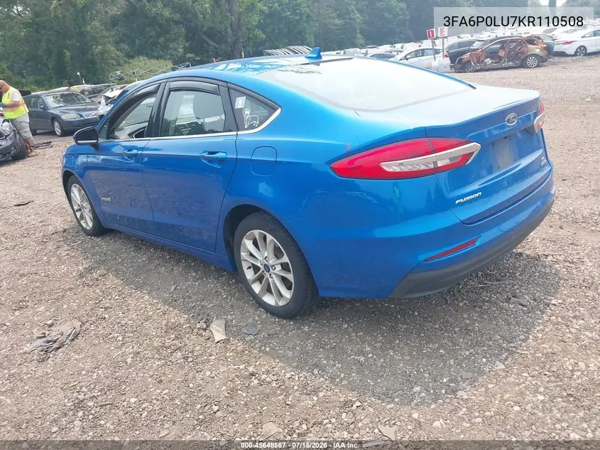 2019 Ford Fusion Hybrid Se VIN: 3FA6P0LU7KR110508 Lot: 45648567