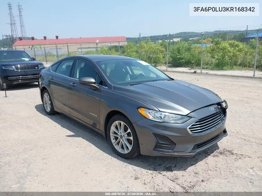 2019 Ford Fusion Hybrid Se VIN: 3FA6P0LU3KR168342 Lot: 45679738