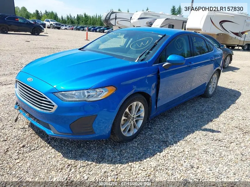 2020 Ford Fusion Se VIN: 3FA6P0HD2LR157830 Lot: 30094270