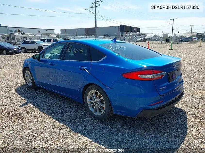 2020 Ford Fusion Se VIN: 3FA6P0HD2LR157830 Lot: 30094270
