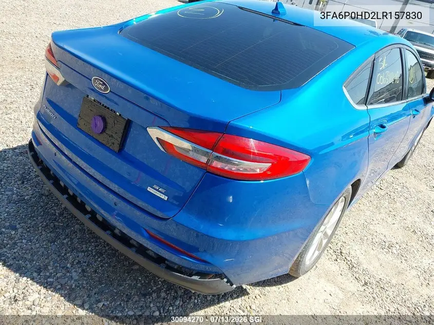 2020 Ford Fusion Se VIN: 3FA6P0HD2LR157830 Lot: 30094270