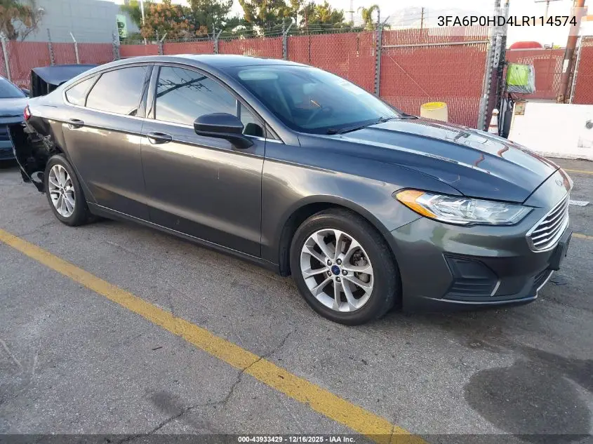 3FA6P0HD4LR114574 2020 Ford Fusion Se