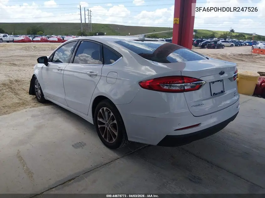 3FA6P0HD0LR247526 2020 Ford Fusion Se