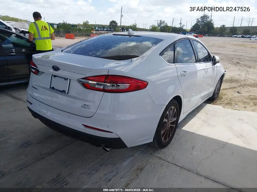 3FA6P0HD0LR247526 2020 Ford Fusion Se