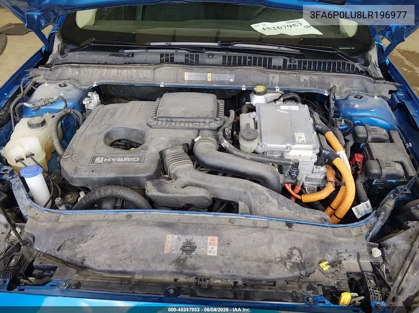 2020 Ford Fusion Hybrid Se VIN: 3FA6P0LU8LR196977 Lot: 45317053