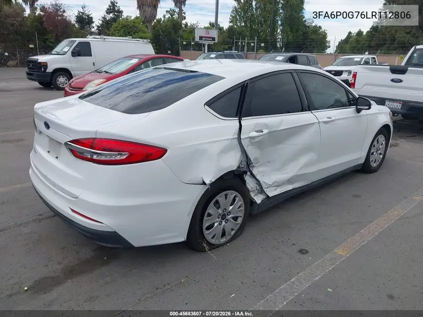 2020 Ford Fusion S VIN: 3FA6P0G76LR112806 Lot: 45683607