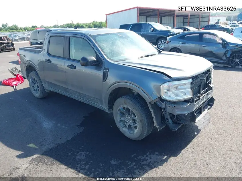 2022 Ford Maverick Xlt VIN: 3FTTW8E31NRA33626 Lot: 45342037