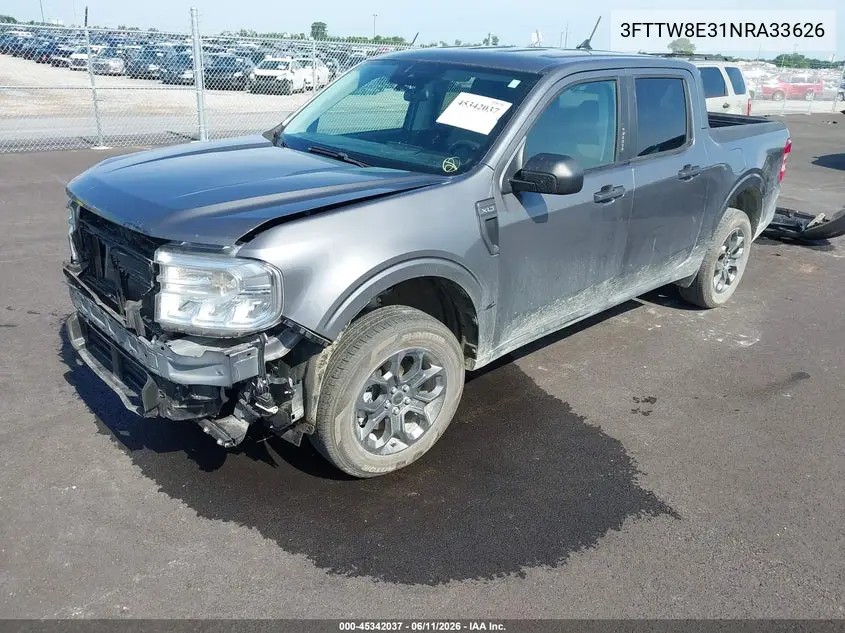 2022 Ford Maverick Xlt VIN: 3FTTW8E31NRA33626 Lot: 45342037