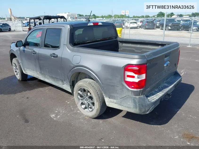 2022 Ford Maverick Xlt VIN: 3FTTW8E31NRA33626 Lot: 45342037