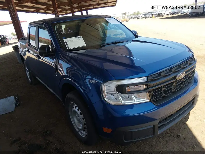 2024 Ford Maverick Xl VIN: 3FTTW8A34RRA38802 Lot: 45378072