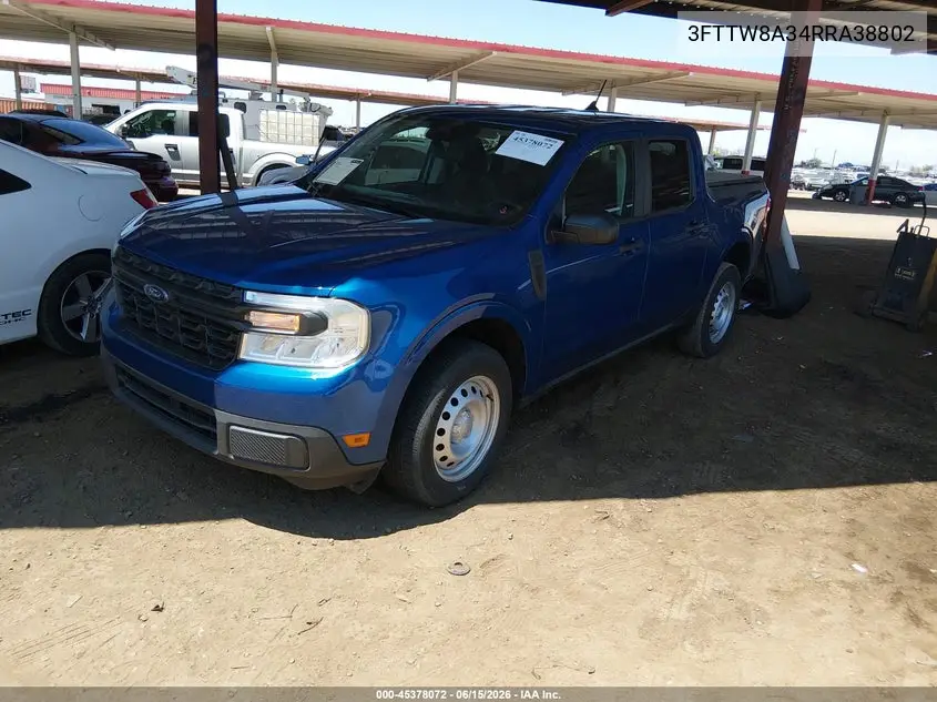 2024 Ford Maverick Xl VIN: 3FTTW8A34RRA38802 Lot: 45378072