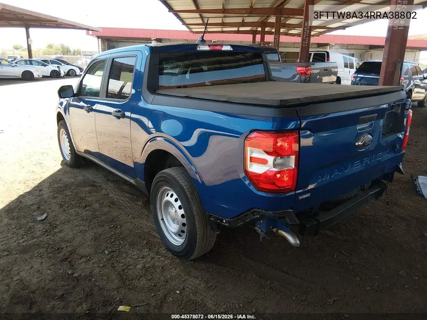 2024 Ford Maverick Xl VIN: 3FTTW8A34RRA38802 Lot: 45378072