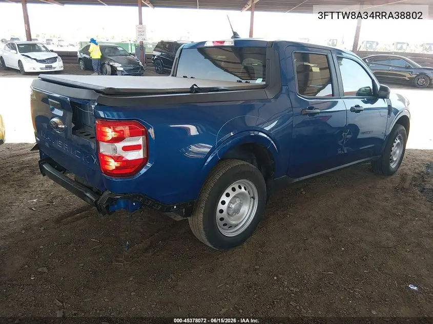 2024 Ford Maverick Xl VIN: 3FTTW8A34RRA38802 Lot: 45378072