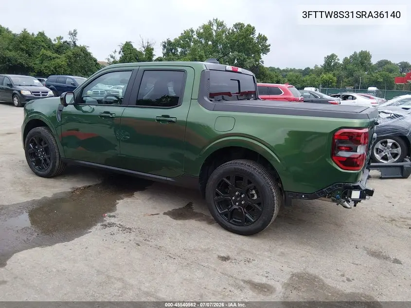 2025 Ford Maverick Lariat VIN: 3FTTW8S31SRA36140 Lot: 45540562
