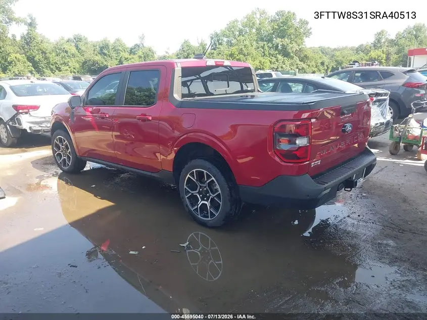 2025 Ford Maverick Lariat VIN: 3FTTW8S31SRA40513 Lot: 45595040