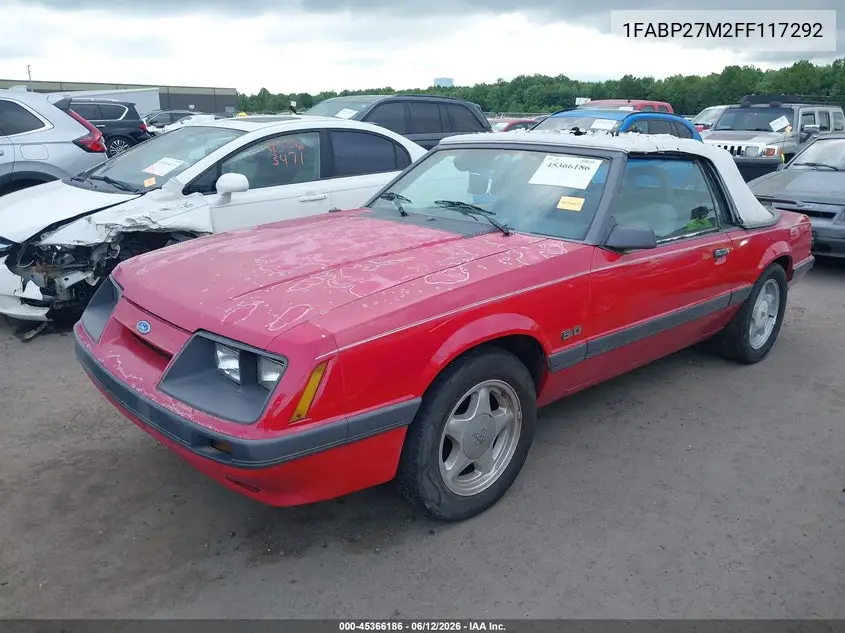 1985 Ford Mustang Lx/Gt VIN: 1FABP27M2FF117292 Lot: 45366186