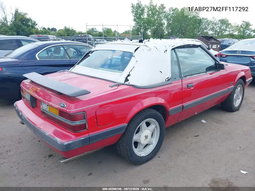 1985 Ford Mustang Lx/Gt VIN: 1FABP27M2FF117292 Lot: 45366186