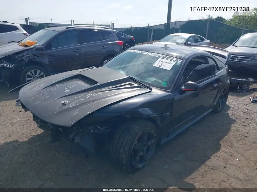 2000 Ford Mustang Gt VIN: 1FAFP42X8YF291238 Lot: 45650988