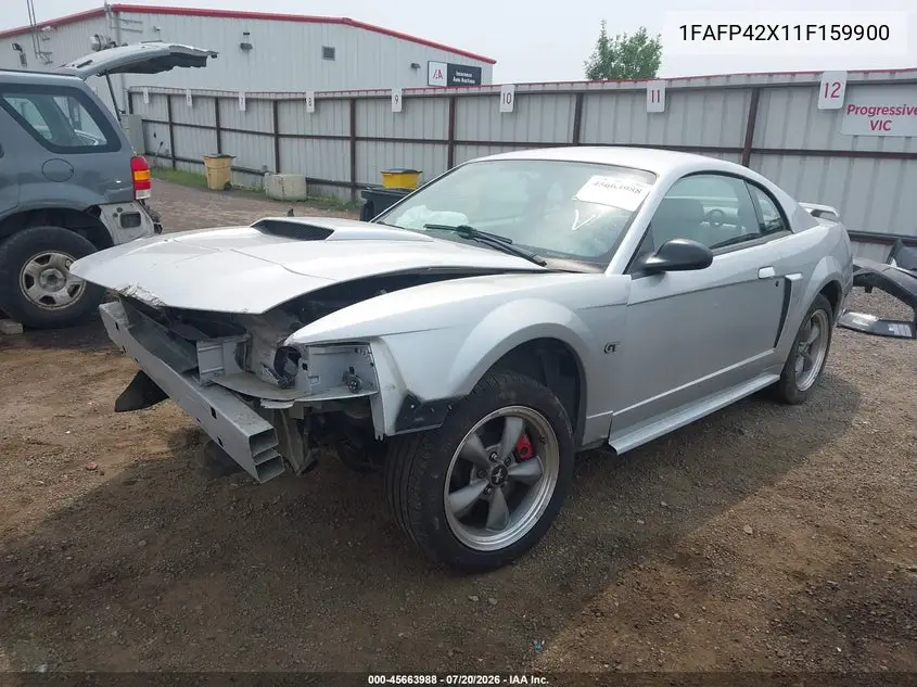 2001 Ford Mustang Gt VIN: 1FAFP42X11F159900 Lot: 45663988