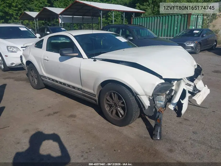 2006 Ford Mustang V6 VIN: 1ZVFT80N165174745 Lot: 45372461