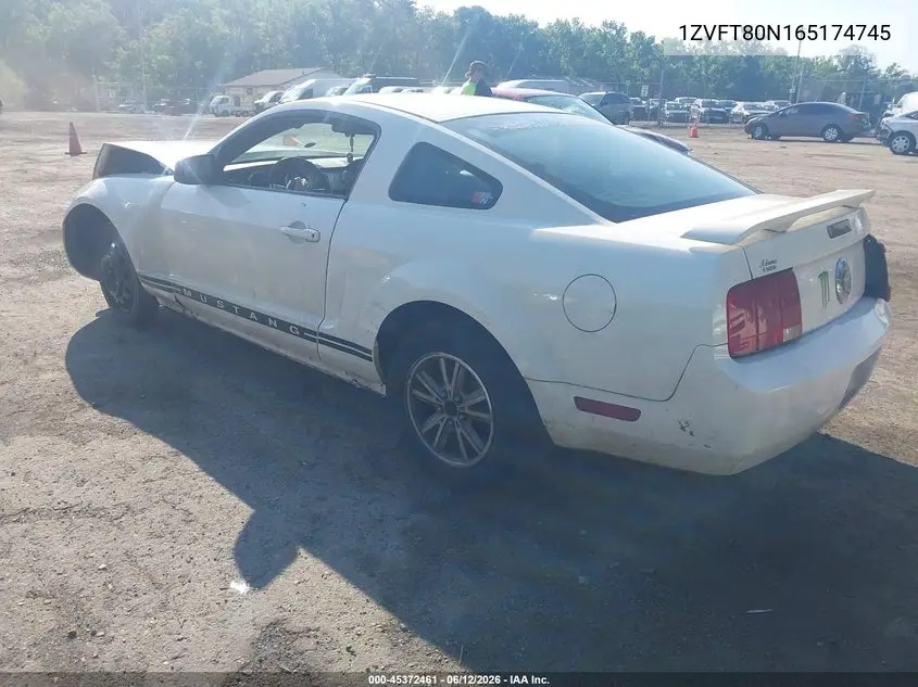2006 Ford Mustang V6 VIN: 1ZVFT80N165174745 Lot: 45372461