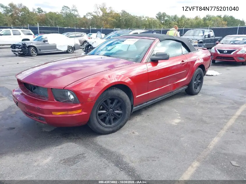 1ZVFT84N775201040 2007 Ford Mustang V6 Deluxe/V6 Premium