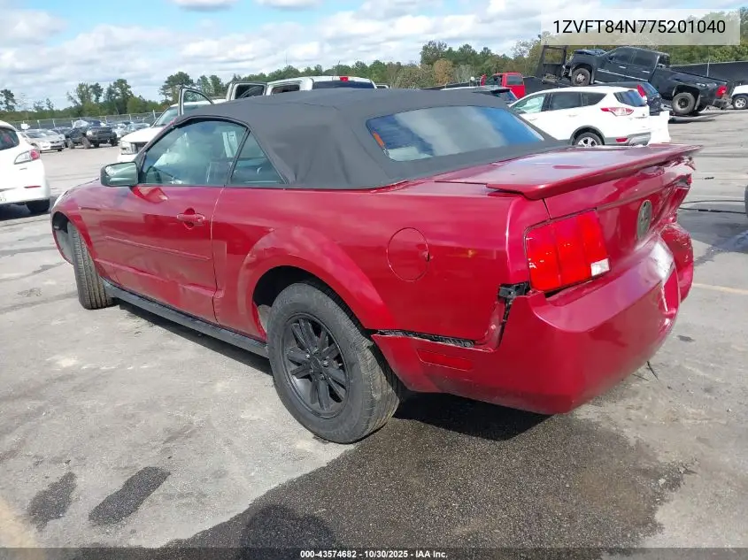 1ZVFT84N775201040 2007 Ford Mustang V6 Deluxe/V6 Premium